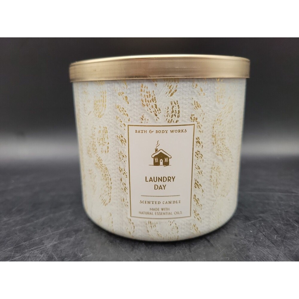 Bath & Body Works BBW White Barn LAUNDRY DAY 3 Wick CANDLE 14.5oz Jar NEW